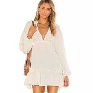 Free People Rugged Beauty Swing Dress in Ecru Wash size small